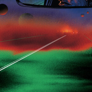 Paris Texas Movie Art rendition captures the film’s emotional landscape through a vivid, surreal use of color and perspective. The long, empty road stretches forward in saturated green and red tones, evoking a dreamlike American West, while the rear-view mirror reflects the weathered, contemplative face of the protagonist (iconically portrayed by Harry Dean Stanton).